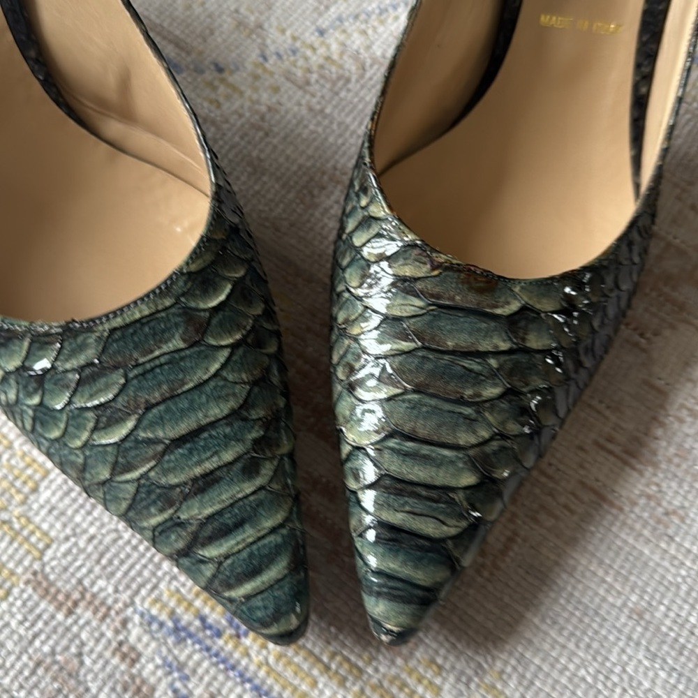 Bruno Magli Slingback Snakeskin Leather Shoes Size 40 - Picture 9 of 10